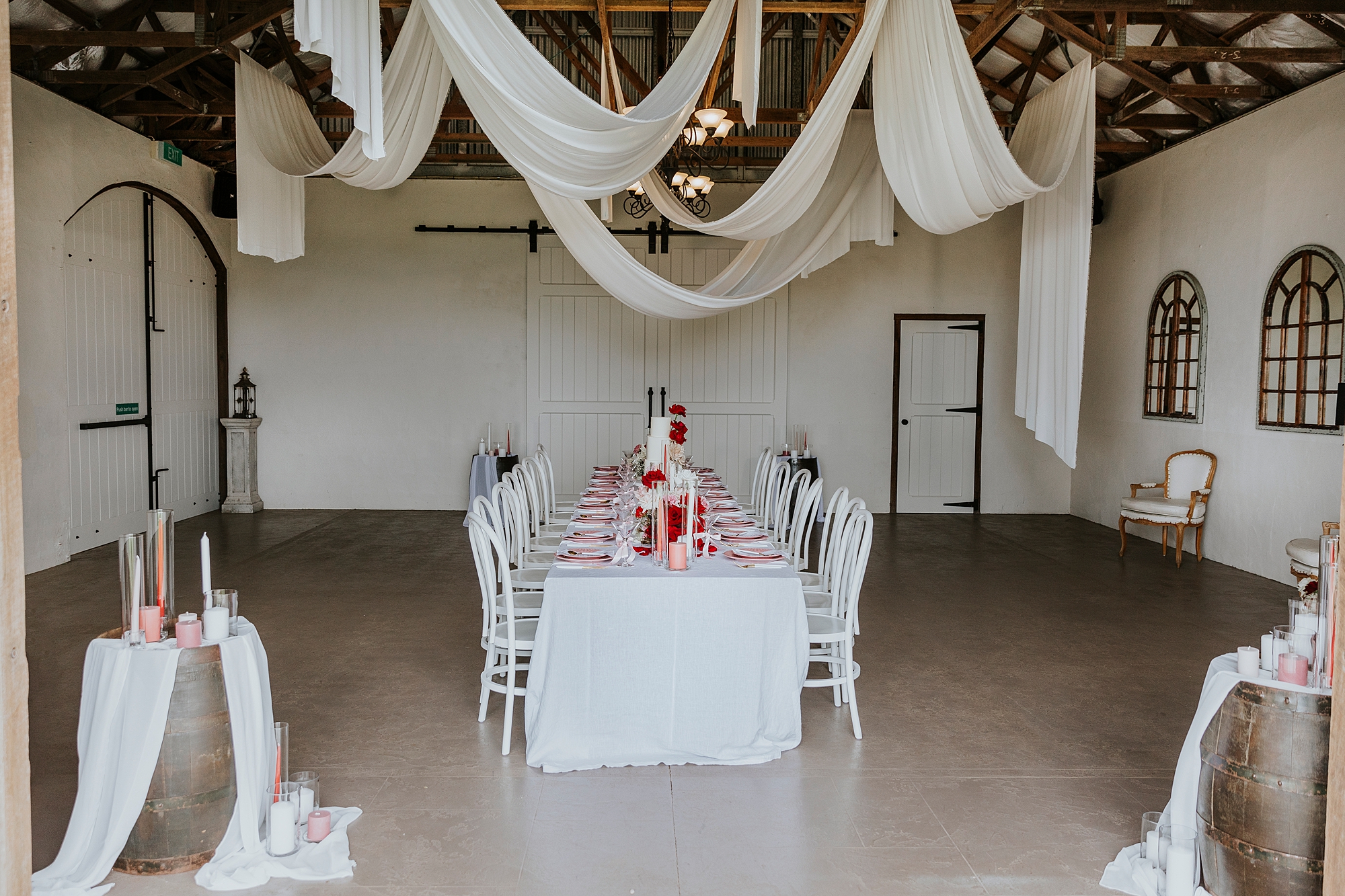 Table styling in the Barrel Room at Flaxton Gardens