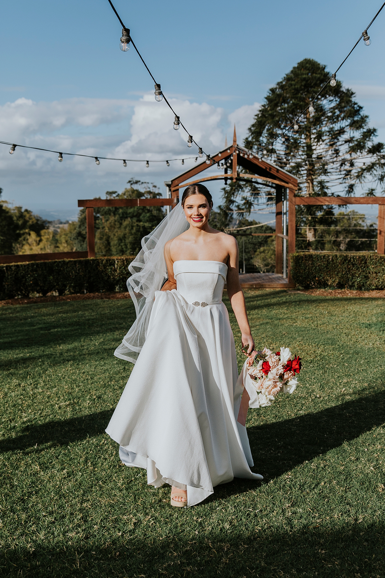 Paddington Weddings dress being modelled at Flaxton Gardens